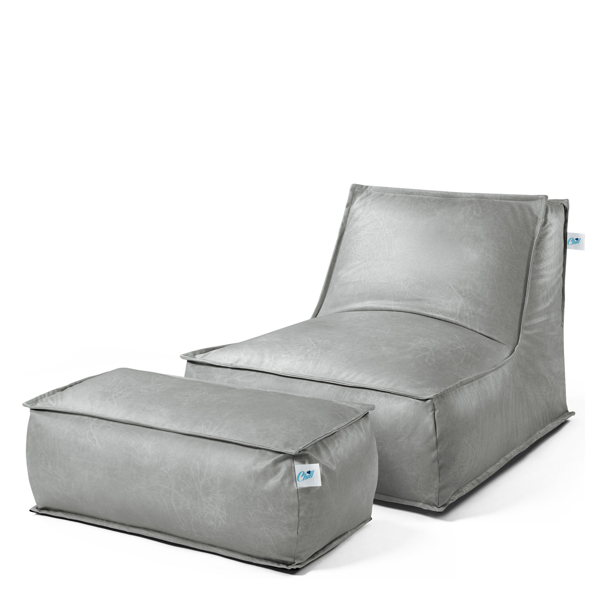 סט כורסא מבד דמוי עור והדום - צבע אפור