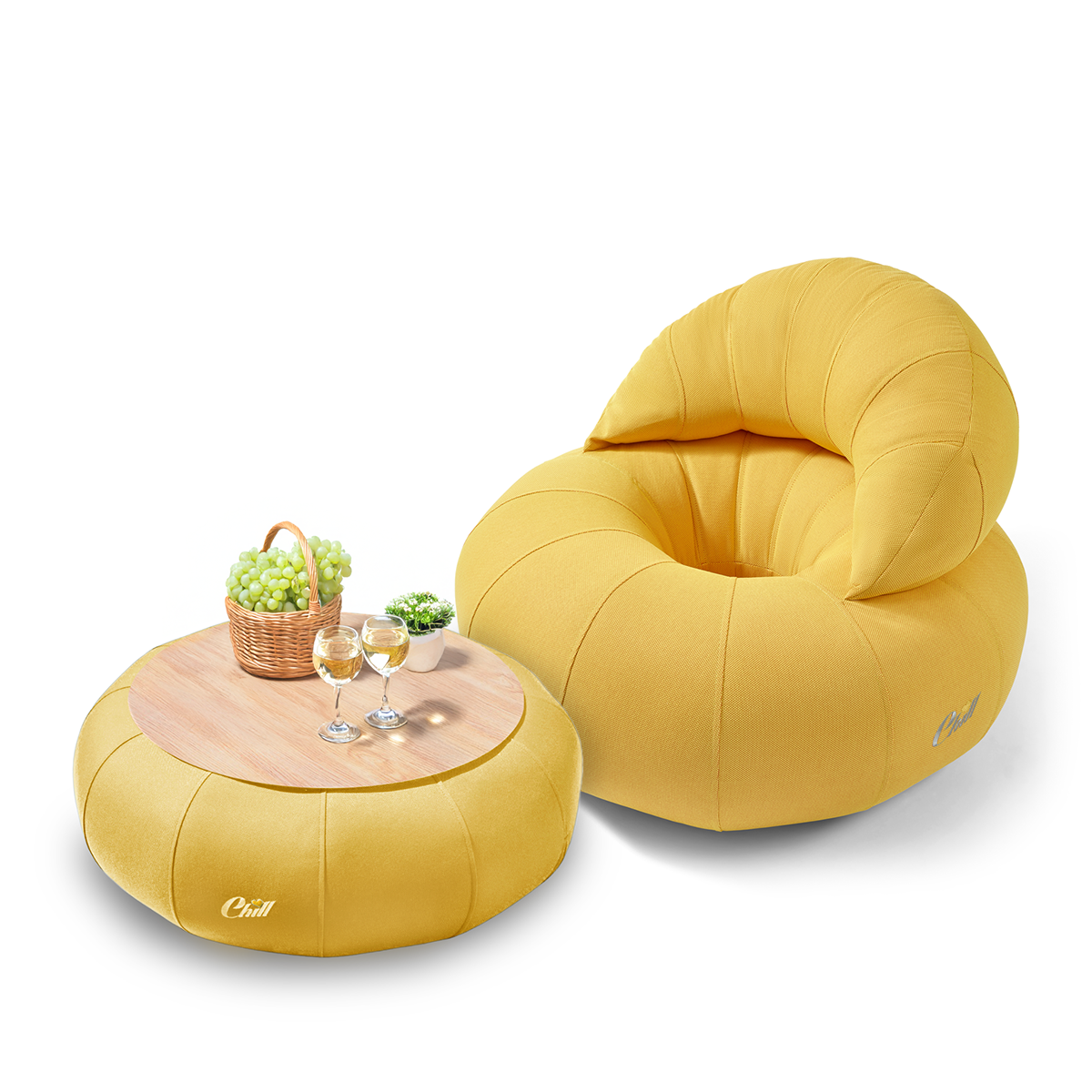 כורסא צפה לבריכה + שולחן צף