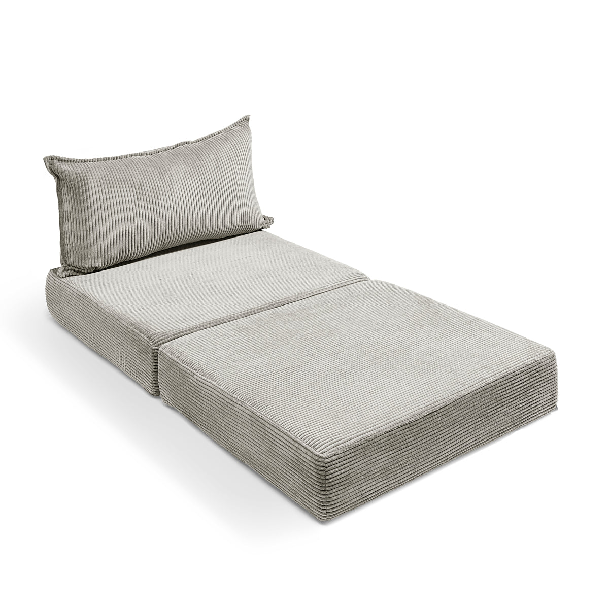 כורסא נפתחת מבד קורדרוי בצבע אפור