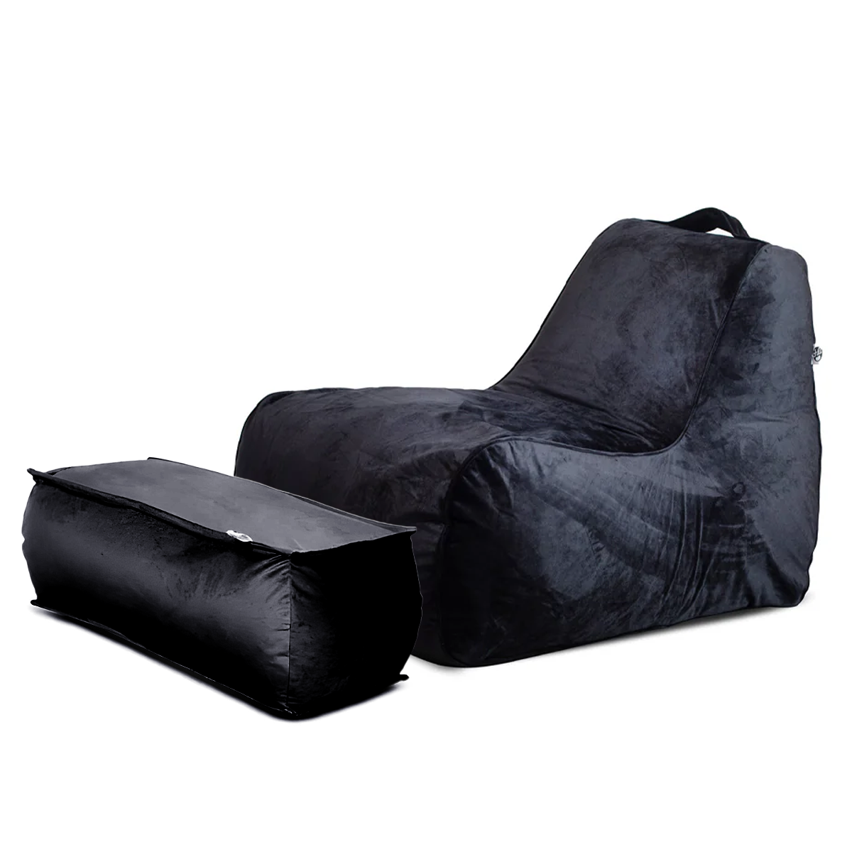 כורסת פוף מבד קטיפה צבע שחור