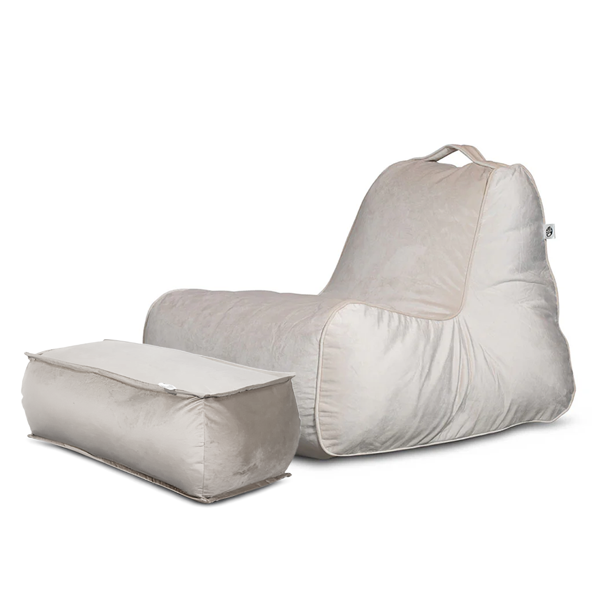 כורסת פוף מבד קטיפה והדום