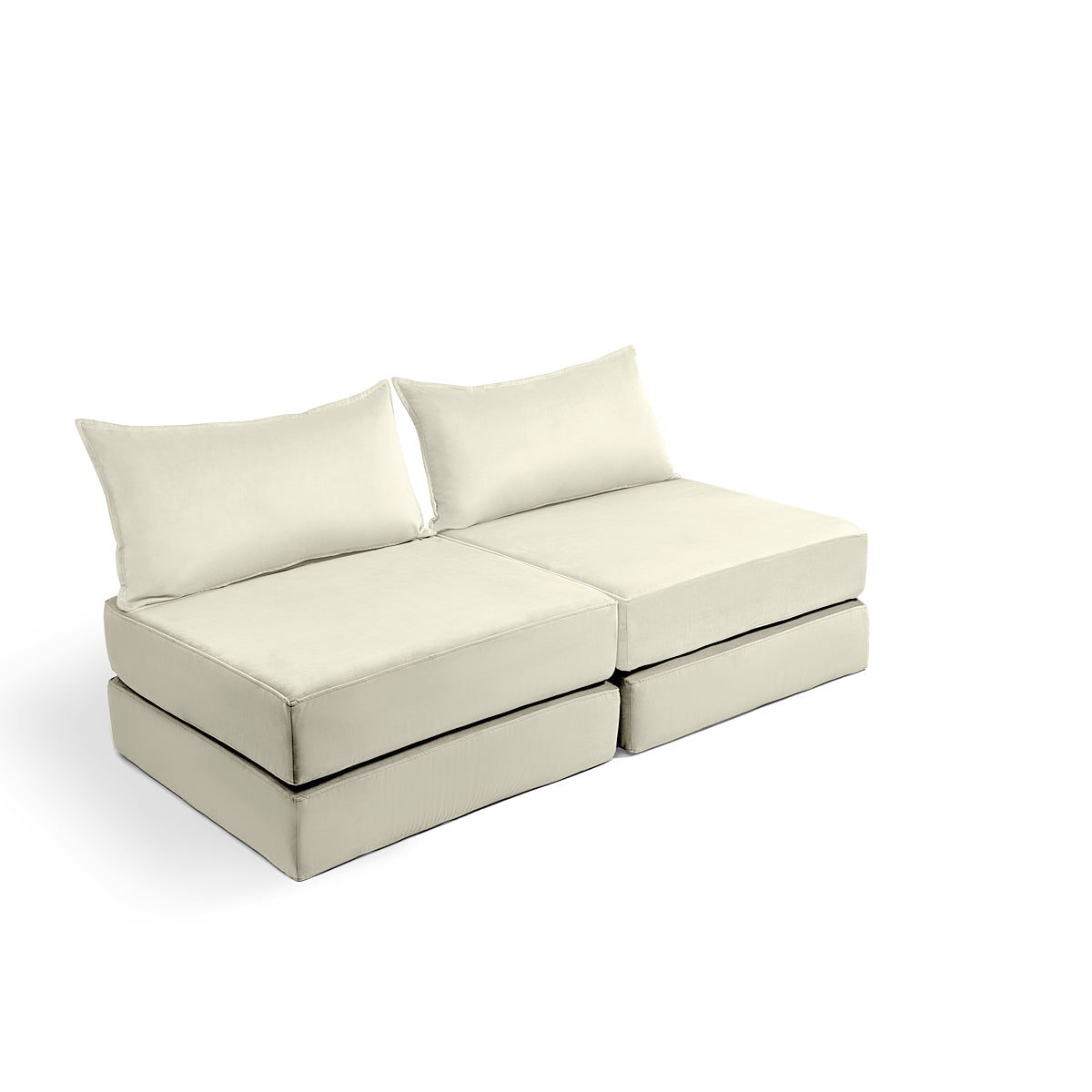 ספת צ'יל זוגית מבד קטיפה – בצבע לבן