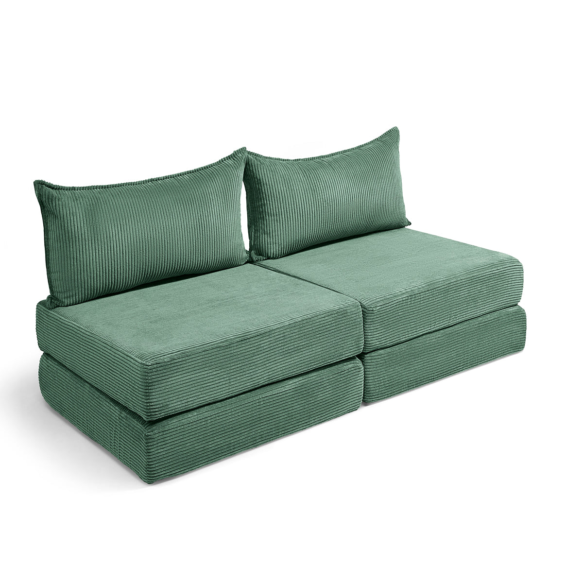 ספה זוגית מבד קורדרוי ירוקה - ספת לאונג' מודולרית