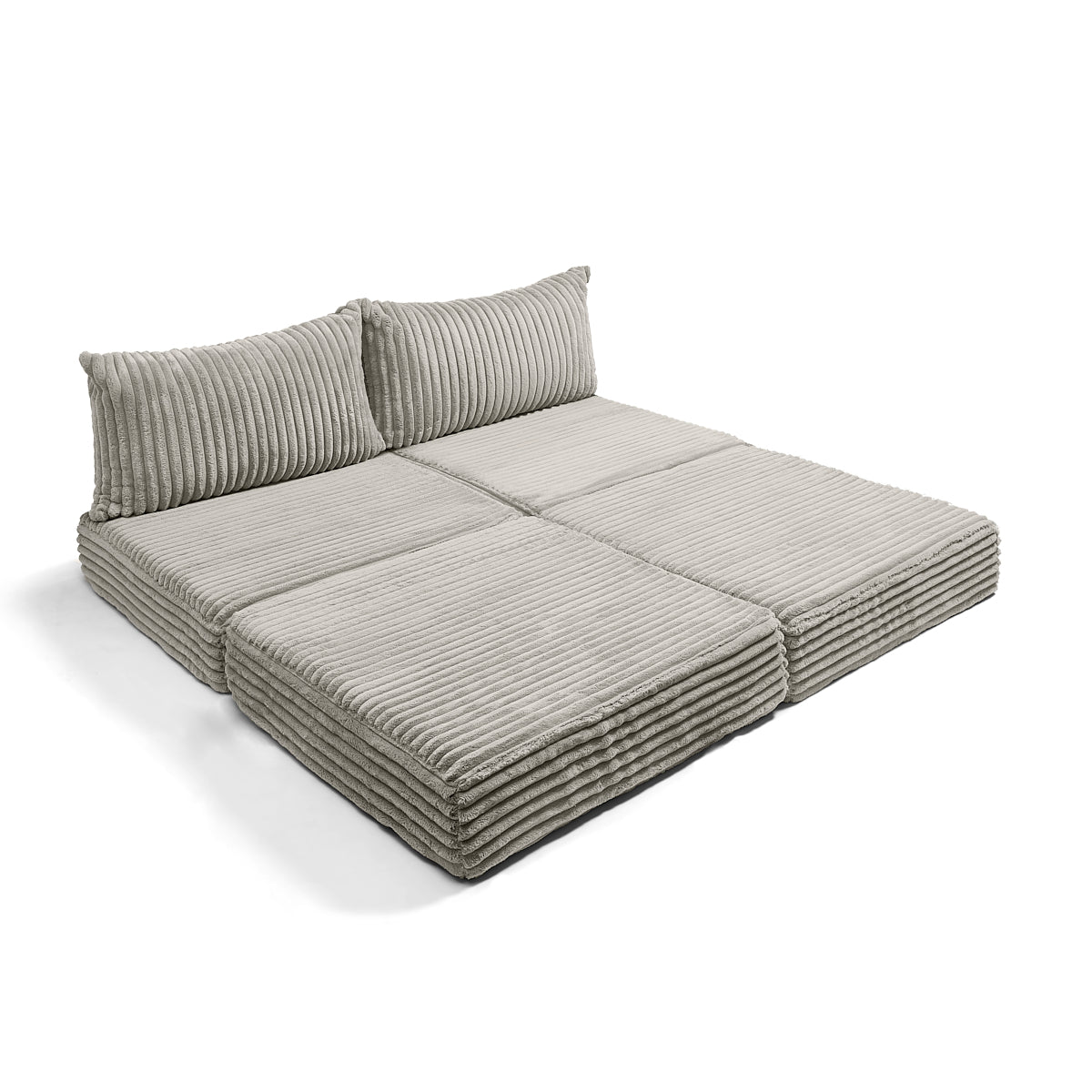 ספה נפתחת מבד קורדרוי פרוותי – צבע אפור