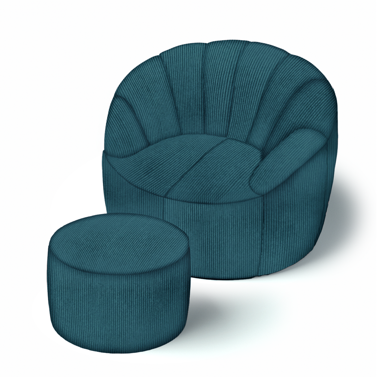 פוף כורסת ישיבה מבד קורדרוי והדום תואם