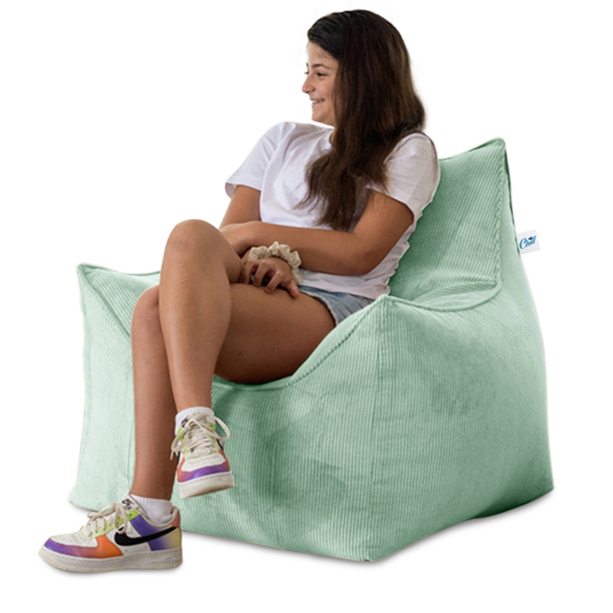 פוף כורסא ירוק בהיר לילדים