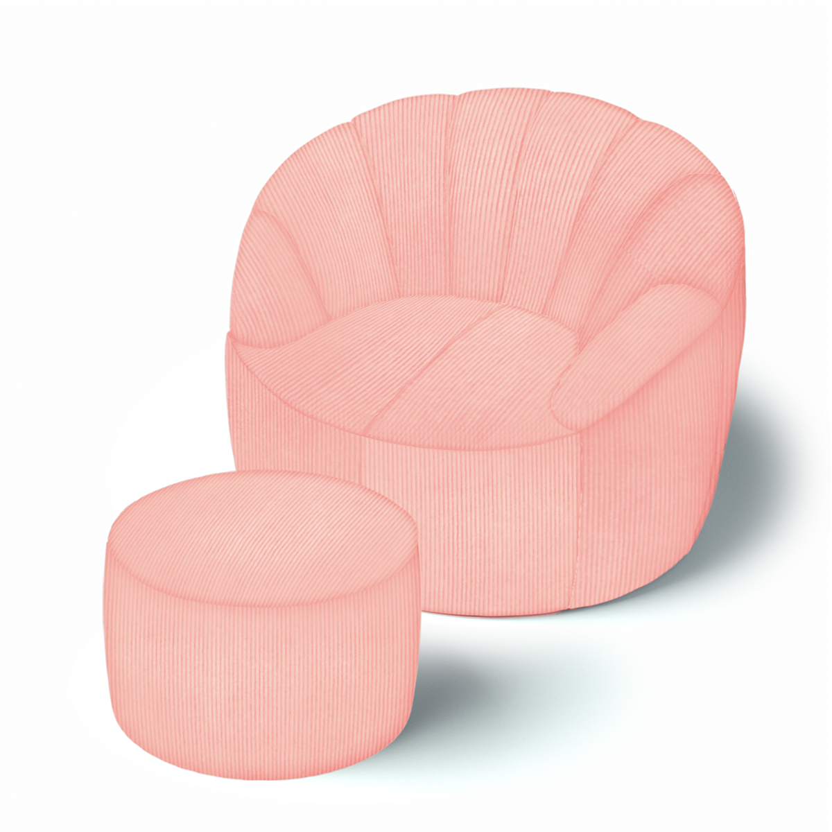 פוף כורסא מבד קורדרוי והדום תואם