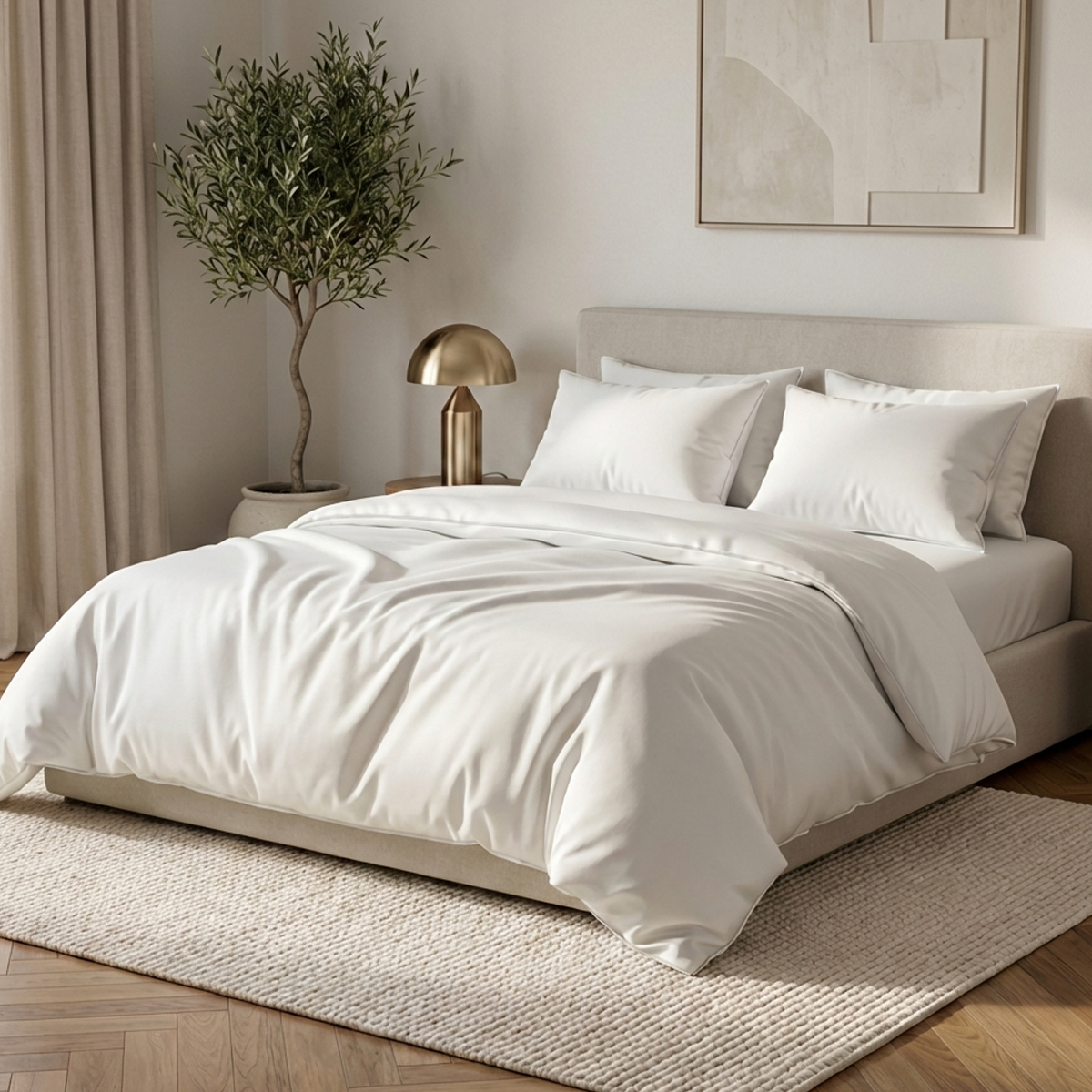 סט מצעי כותנה מצרית סאטן 500 לבן