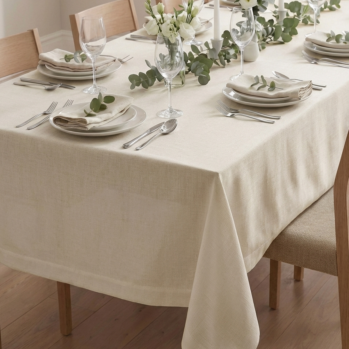 מפת שולחן דמוי פשתן - שמנת