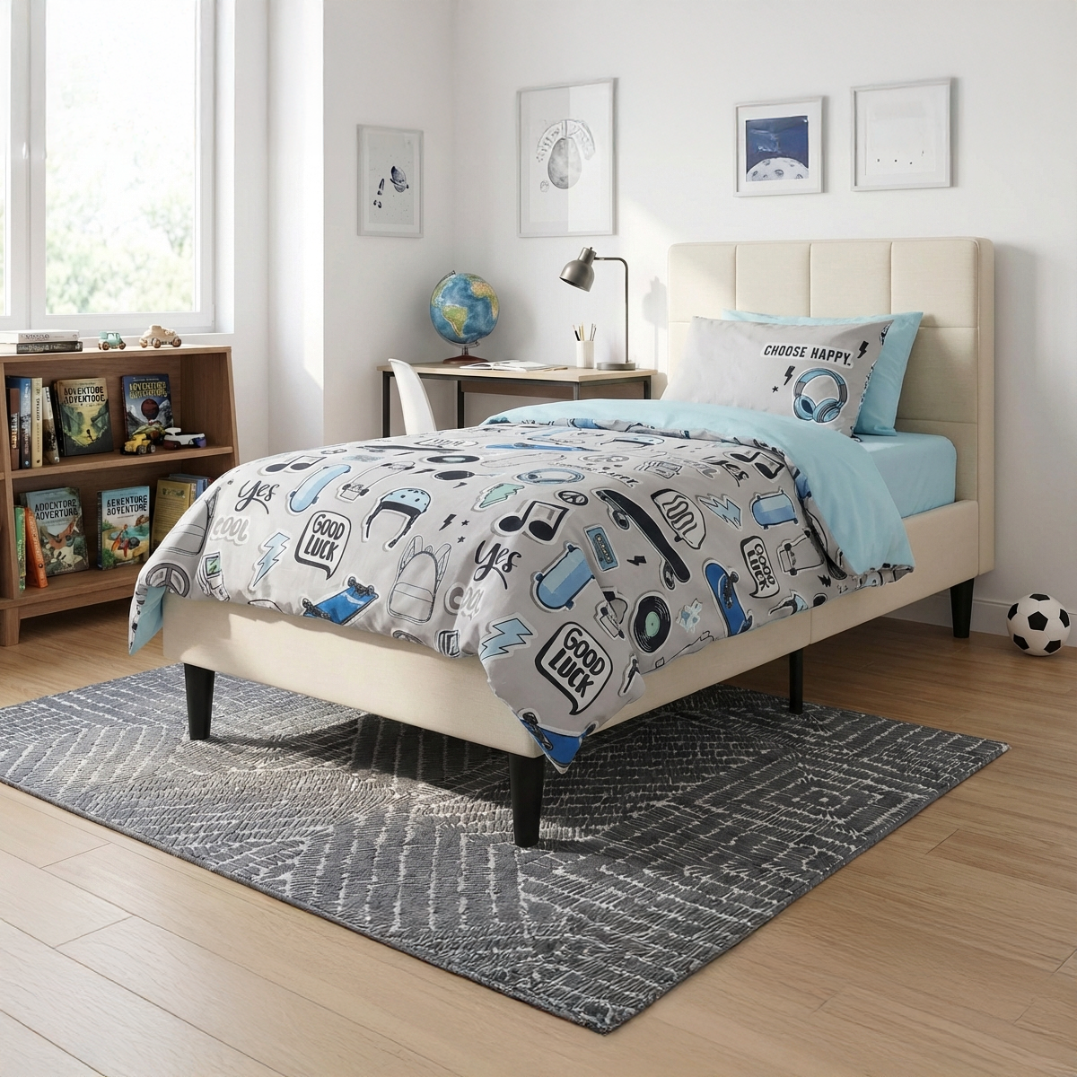 סט מצעי כותנה לילדים דגם קול וייבס