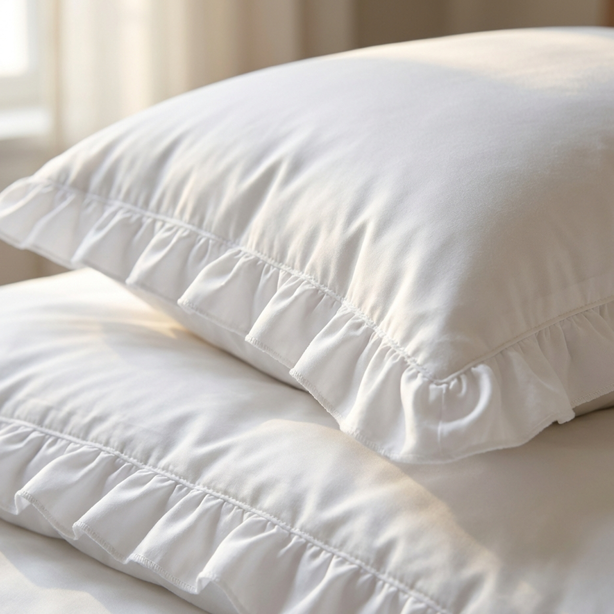 סט מצעי כותנה מצרית סאטן 500 לבן עם גימור מלמלה