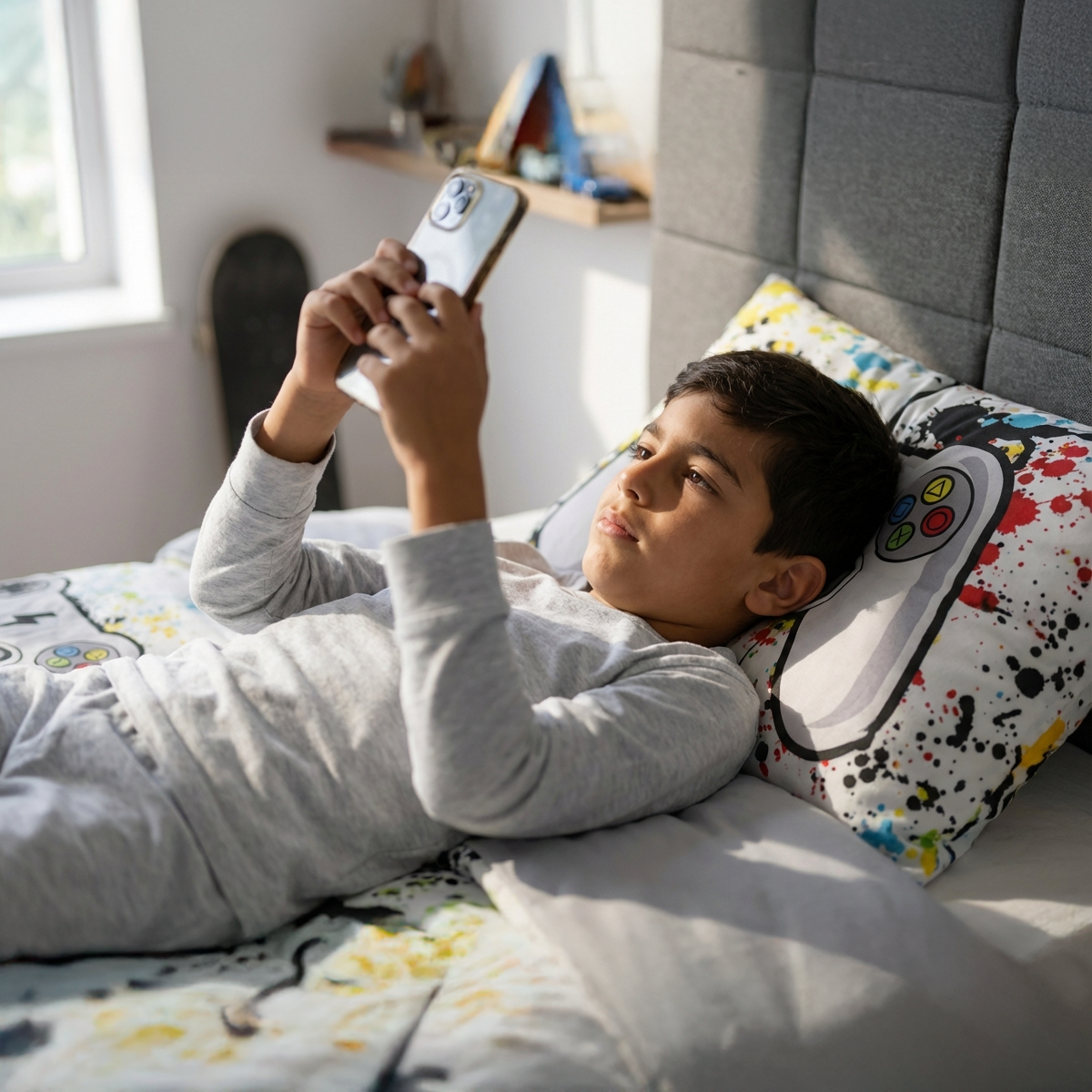 סט מצעי כותנה לילדים דגם גיימינג