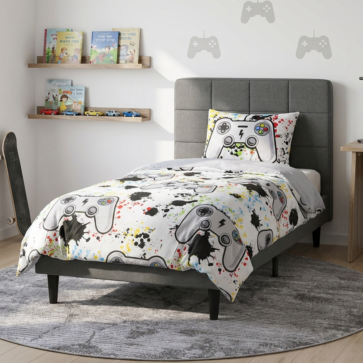 סט מצעי כותנה לילדים דגם גיימינג