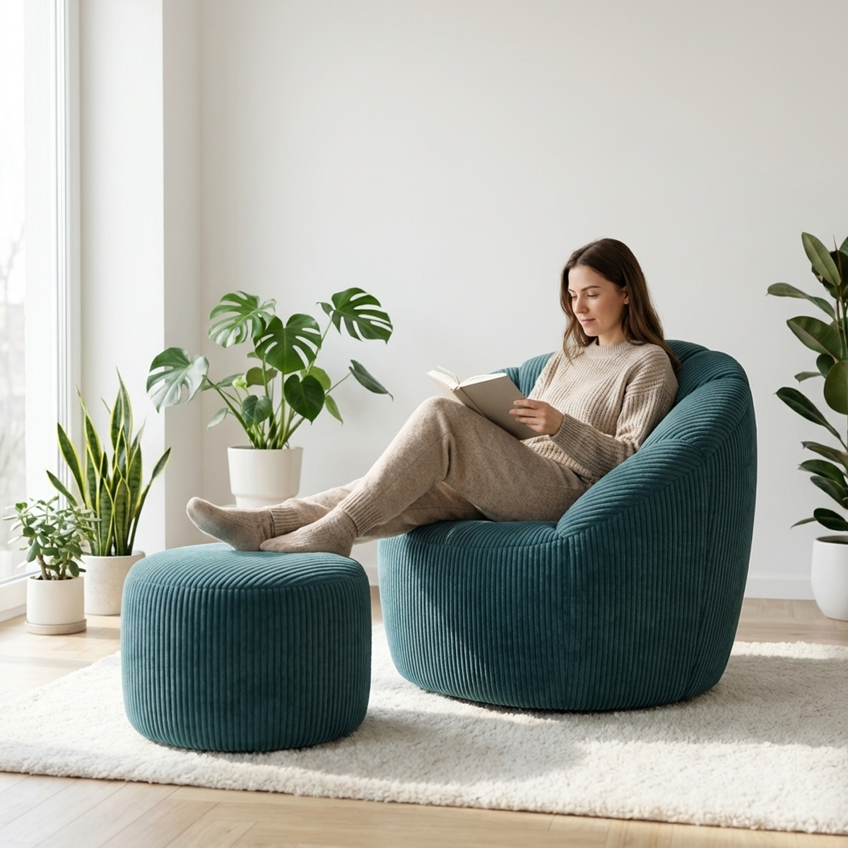 סט פוף Shelly קורדרוי והדום תואם