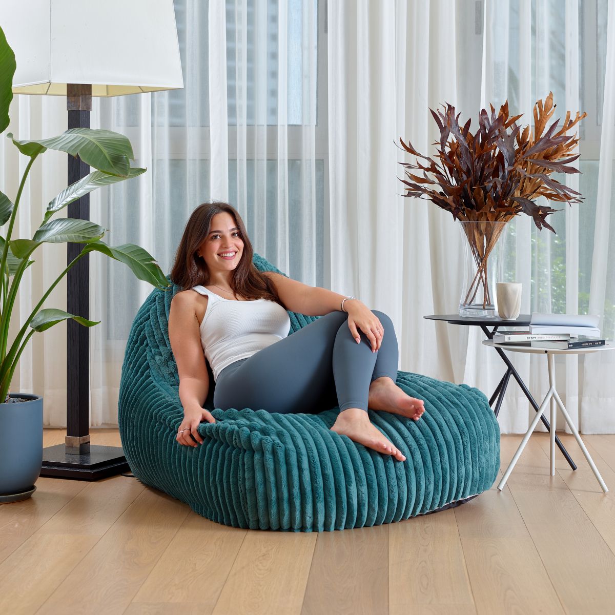 פוף צ'יל פלאפי קורדרוי פרוותי בצבע פטרול