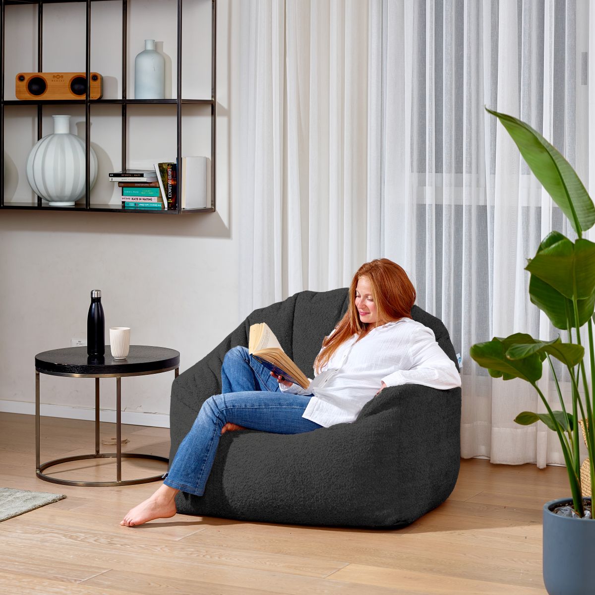 פוף כורסא - צ'יל קונכייה צבע שחור