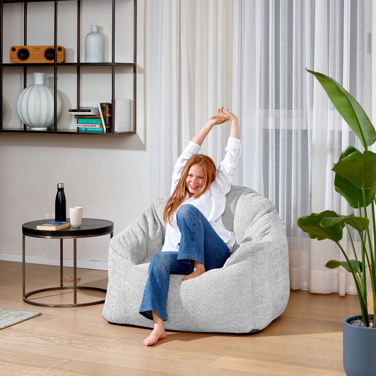 פוף כורסא - פוף צ'יל קונכייה צבע לבן