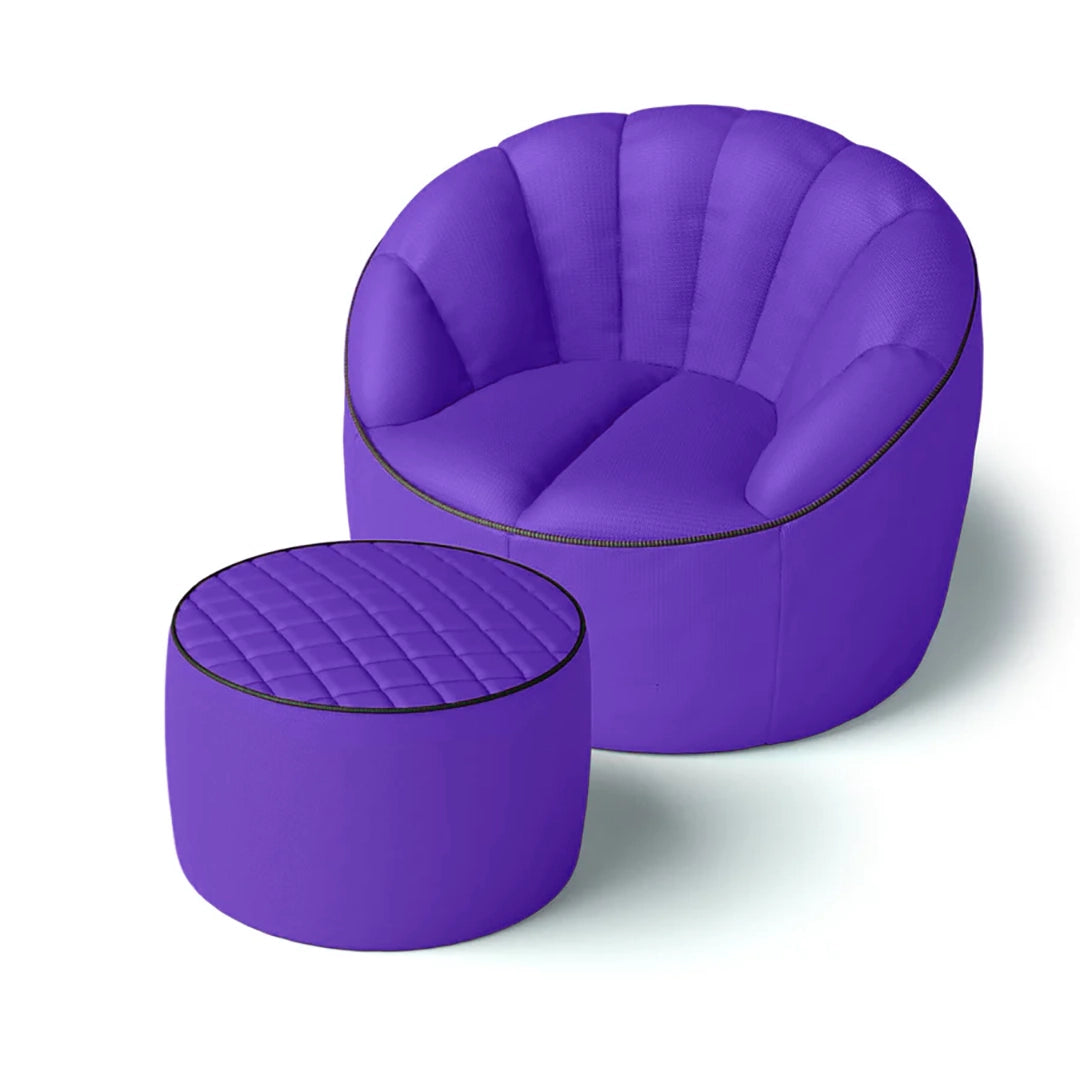 כורסת פוף עם הדום ריפוד בד איכותי מפוליאסטר דוחה מים וכתמים