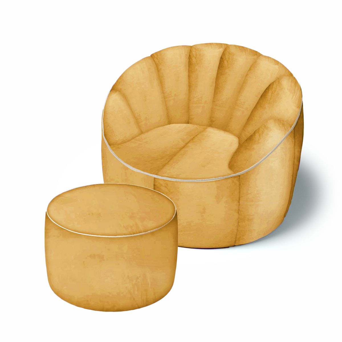 פוף כורסא מבד קטיפה והדום תואם