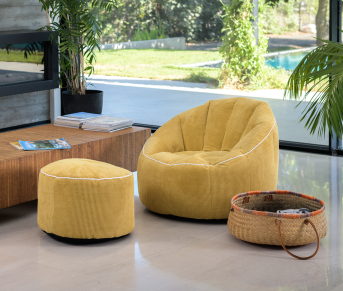 פוף כורסת ישיבה מבד קורדרוי לסלון