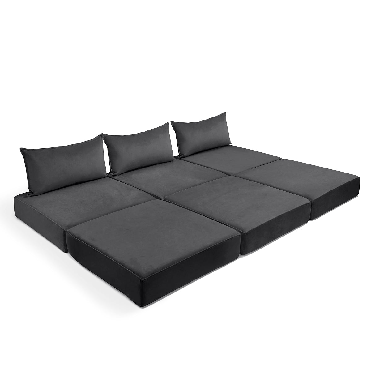 ספה נפתחת מבד קטיפה - ספת לאונג' מודולרית