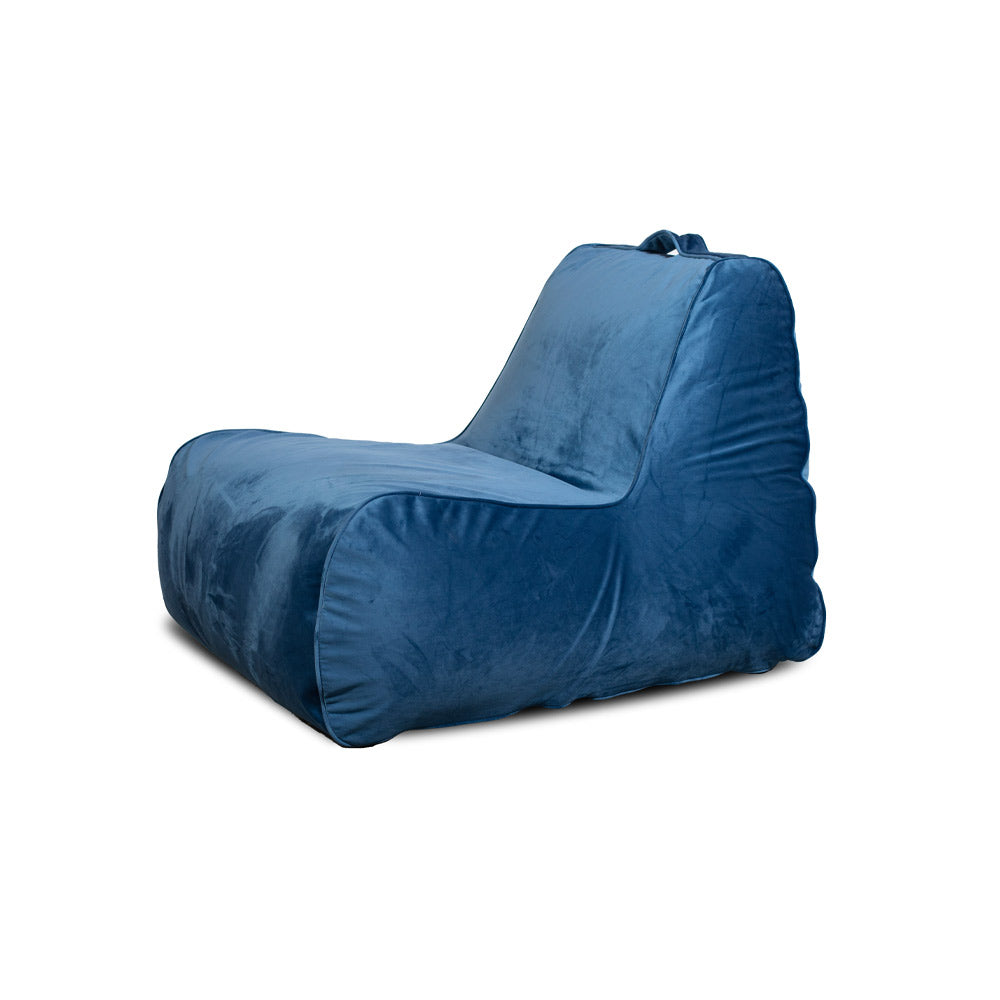 פוף כורסא מבד קטיפה כחולה