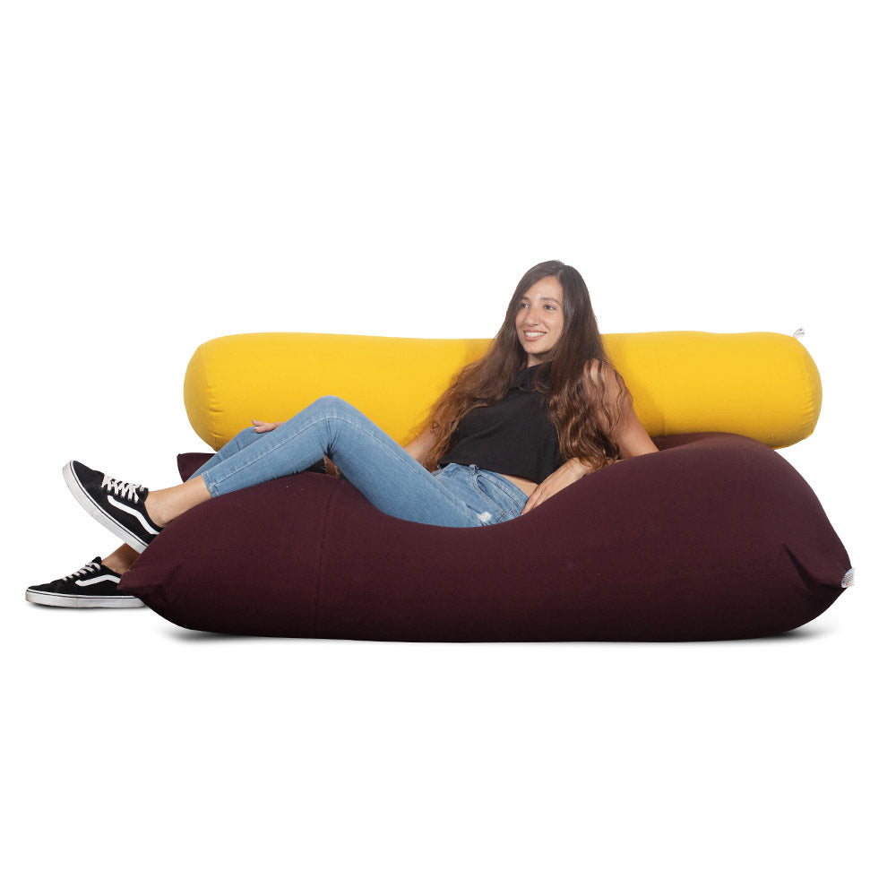 פוף גדול משולב עם כרית גליל