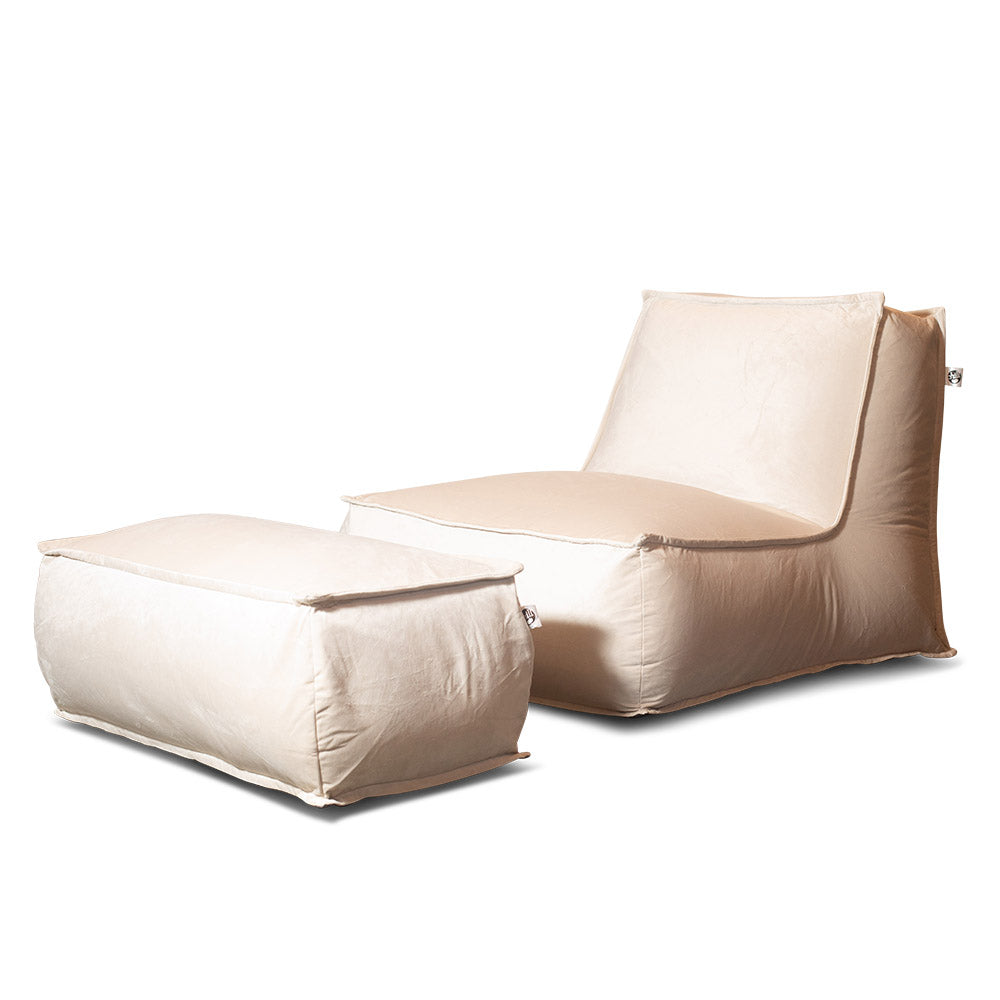 פוף כורסא מבד קטיפה לבן