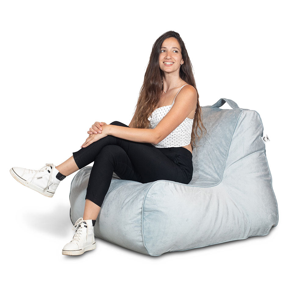 פוף כורסא מבד קטיפה לבן