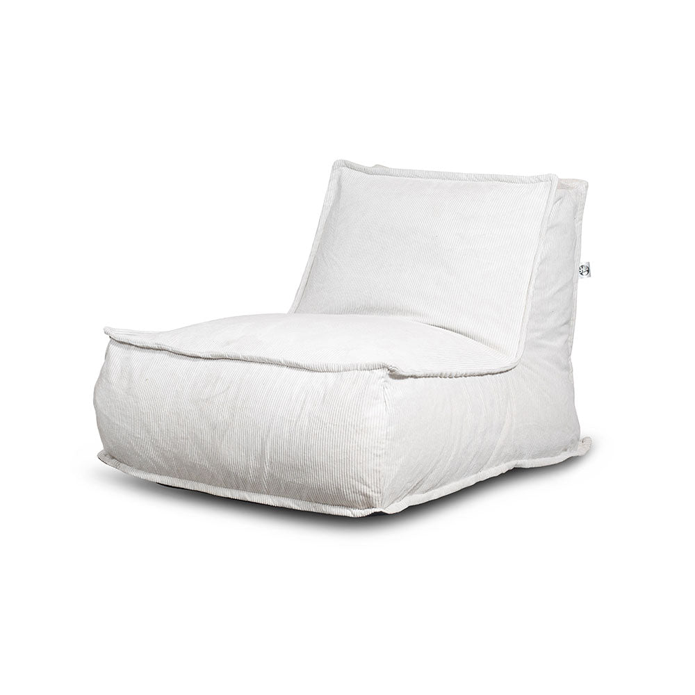 כורסת פוף מבד קורדרוי לבן