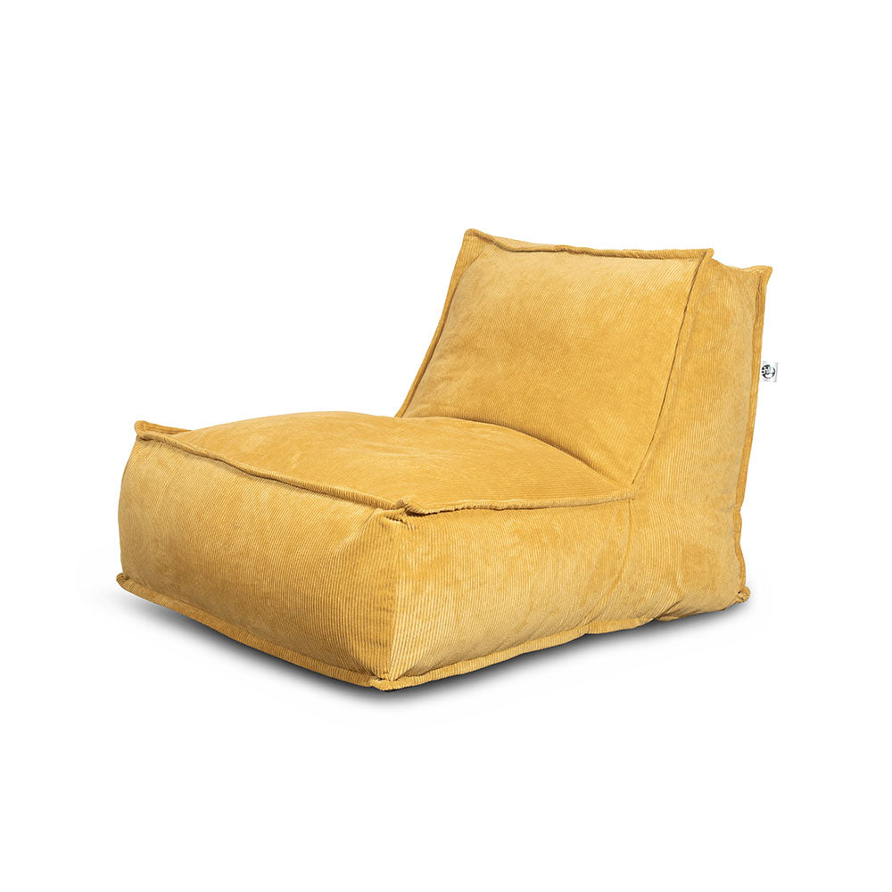 כורסת פוף קורדרוי צהובה