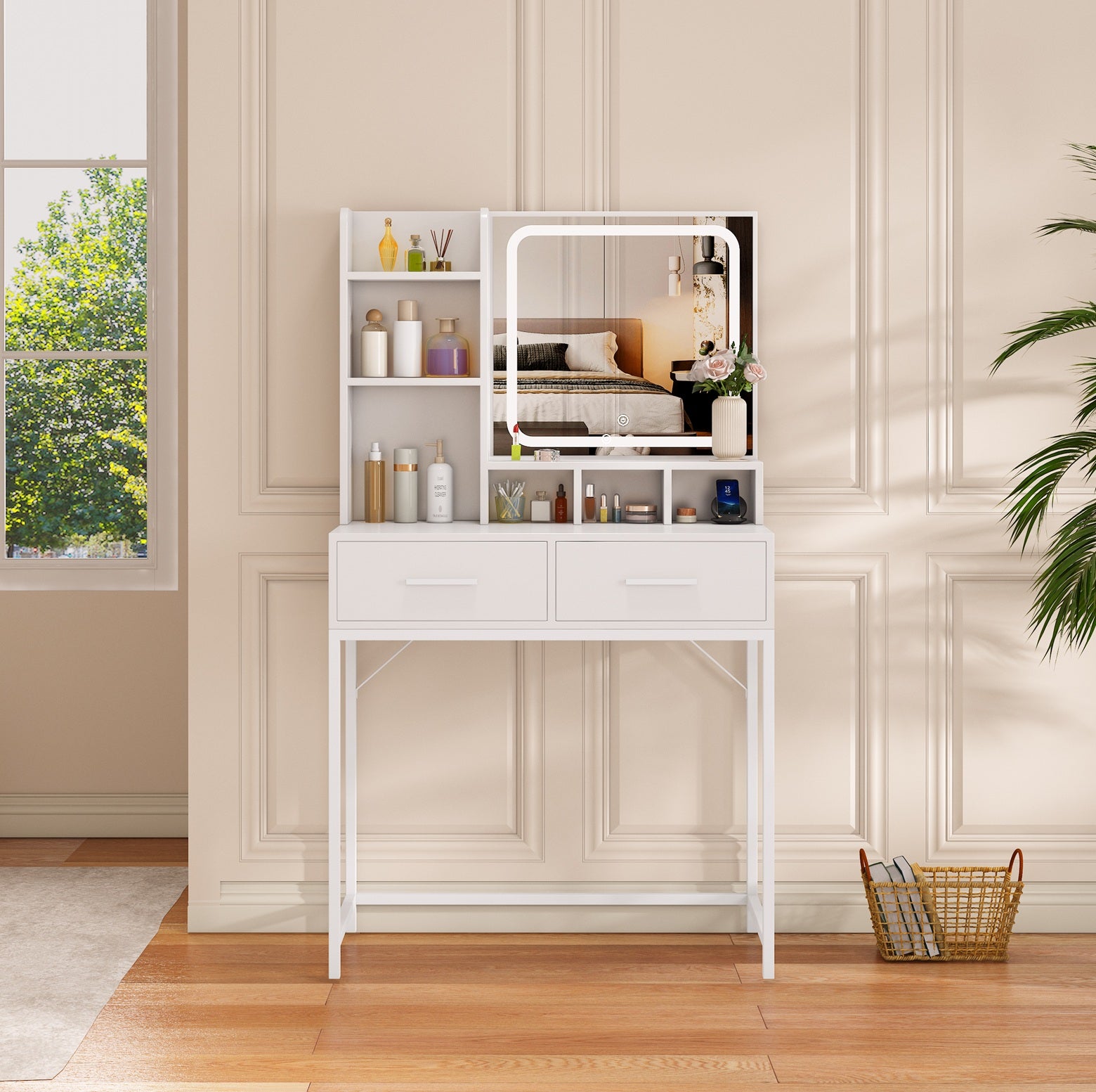 שידת איפור עם תאורת לד  · דגם BELLA