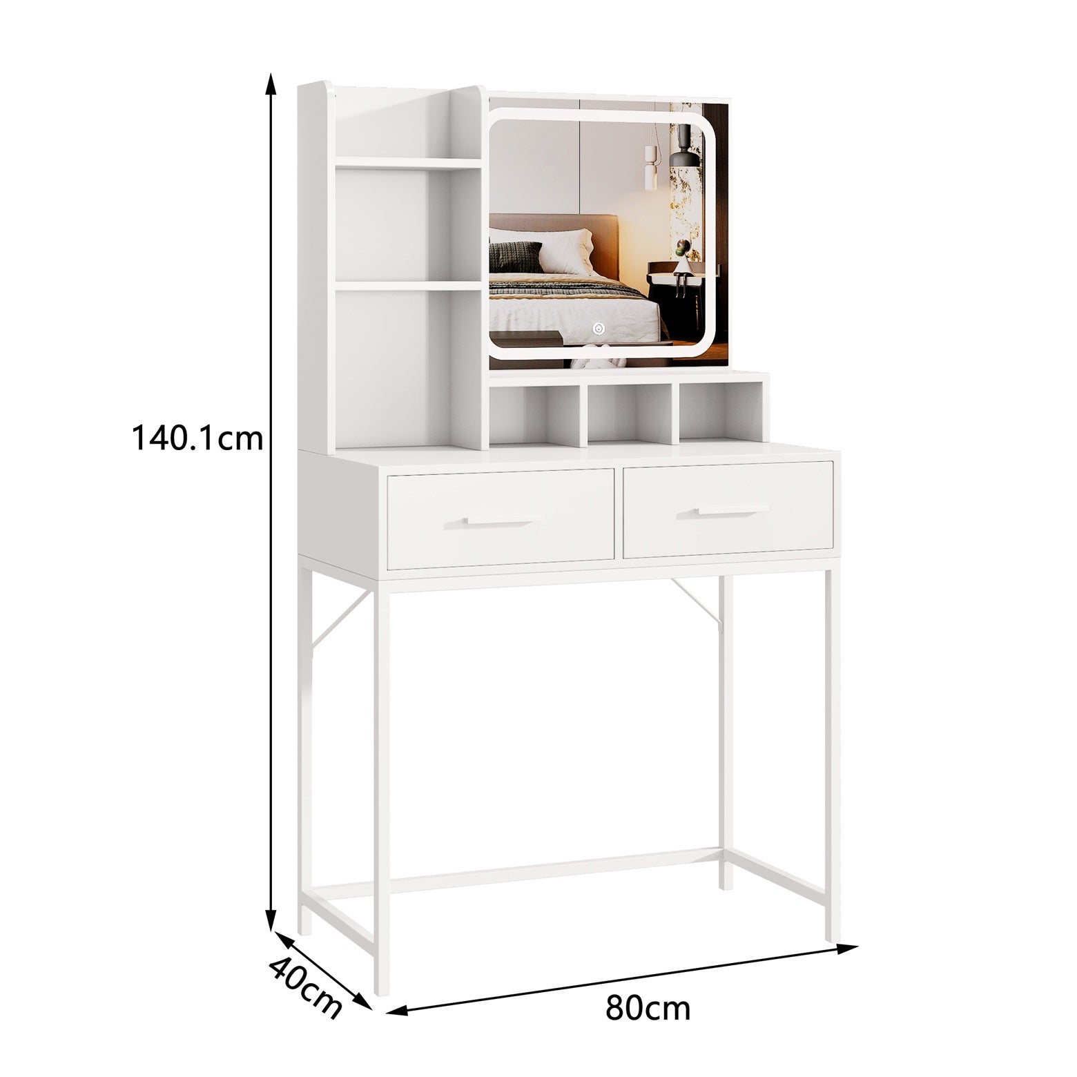 שידת איפור עם תאורת לד  · דגם BELLA