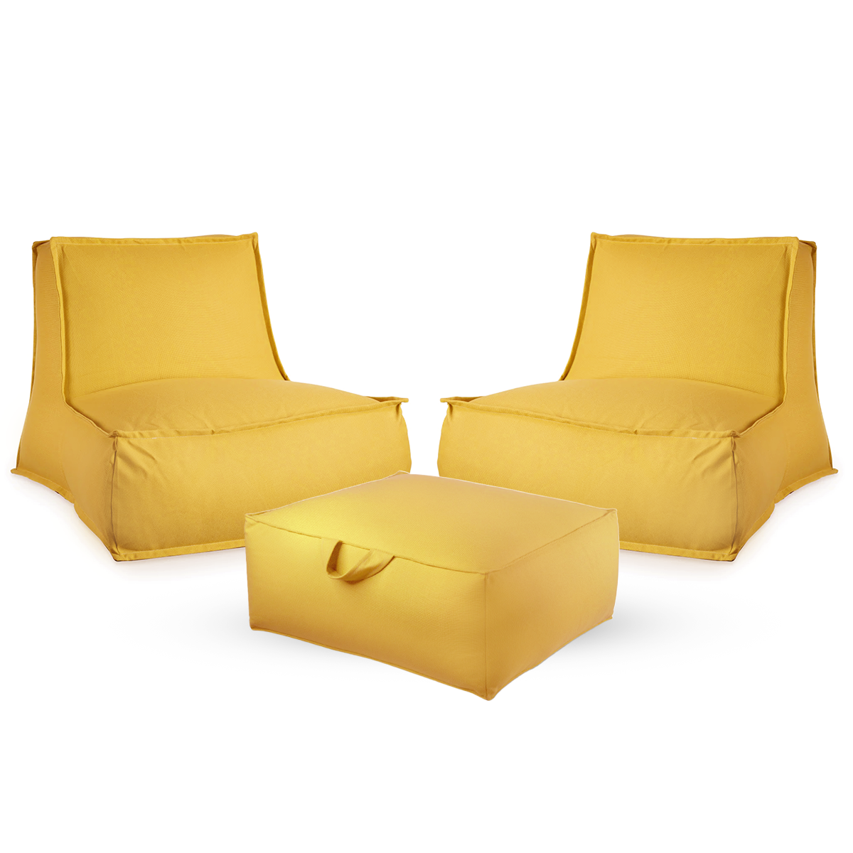 חבילת כורסאות זואי והדום מרובע מבד חוץ עמיד לשמש