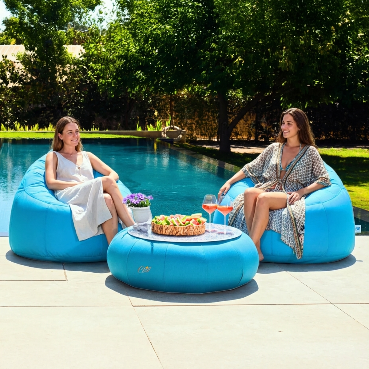 חבילת 2 כורסאות תלמה ושולחן דונאט עם מגש תואם