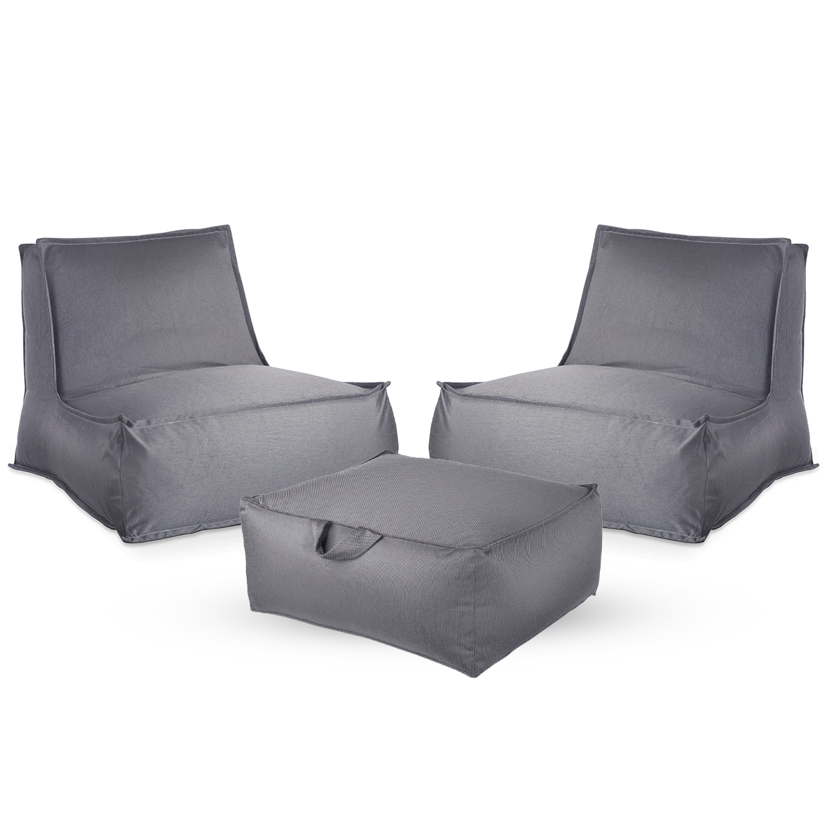 חבילת כורסאות זואי והדום מרובע מבד חוץ עמיד לשמש