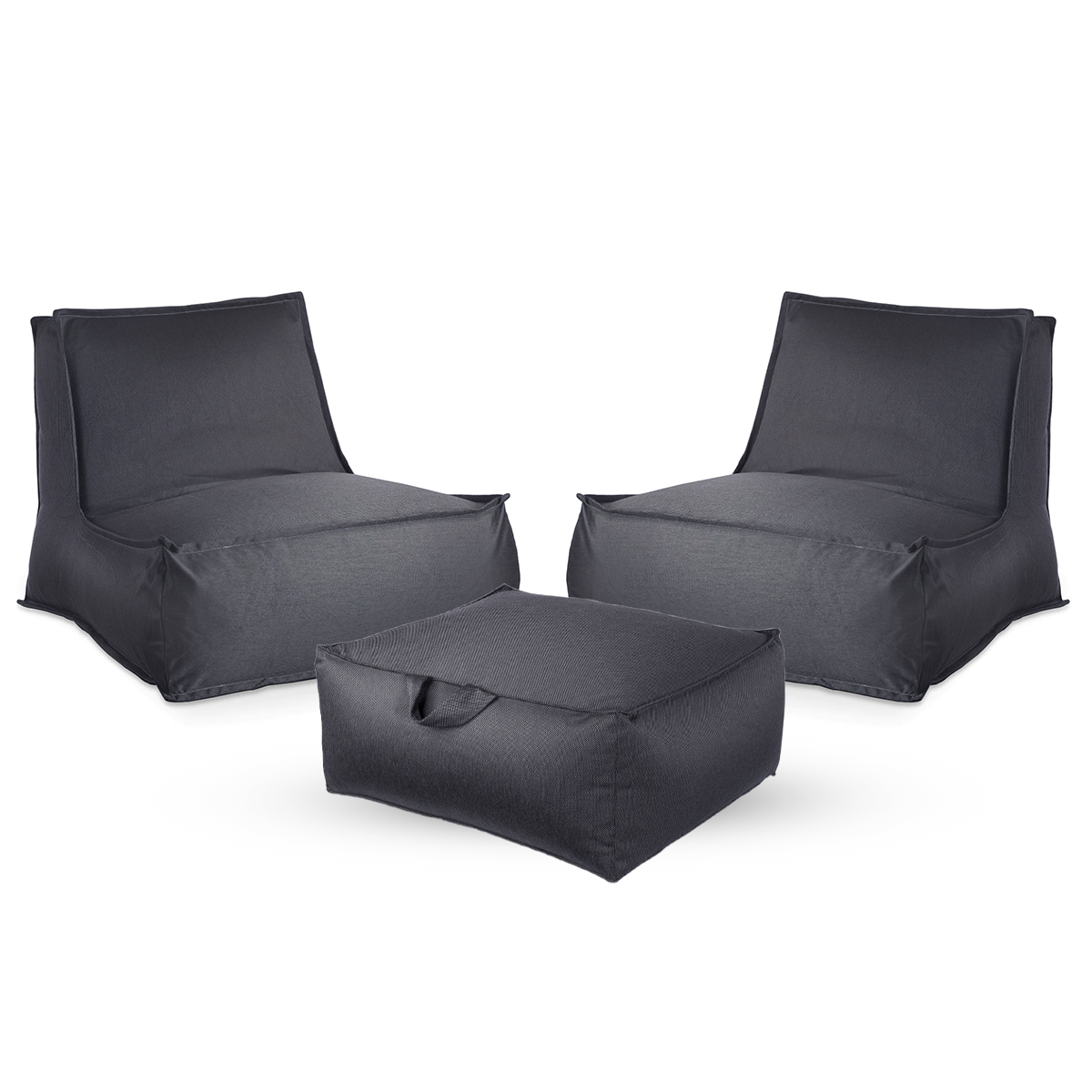 חבילת כורסאות זואי והדום מרובע מבד חוץ עמיד לשמש