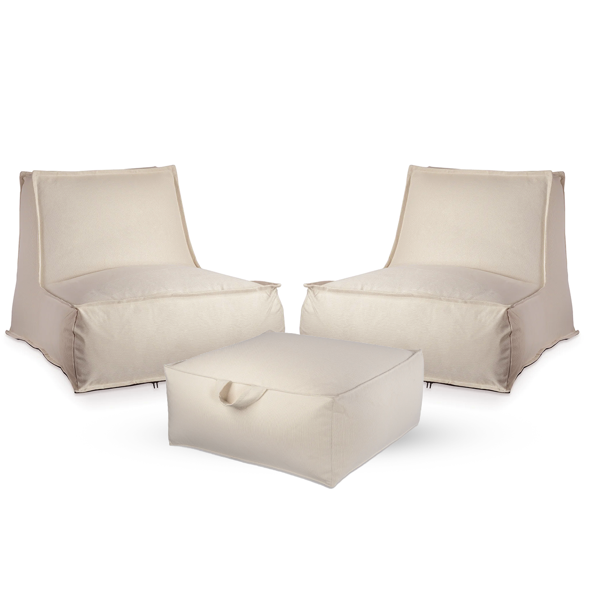 חבילת כורסאות זואי והדום מרובע מבד חוץ עמיד לשמש