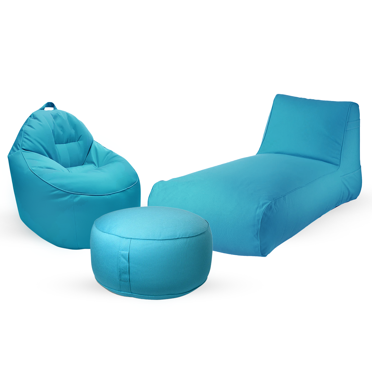 חבילת כורסא שזלונג מילאנו,כורסא טרנקילו והדום עגול מבד חוץ עמיד לשמש