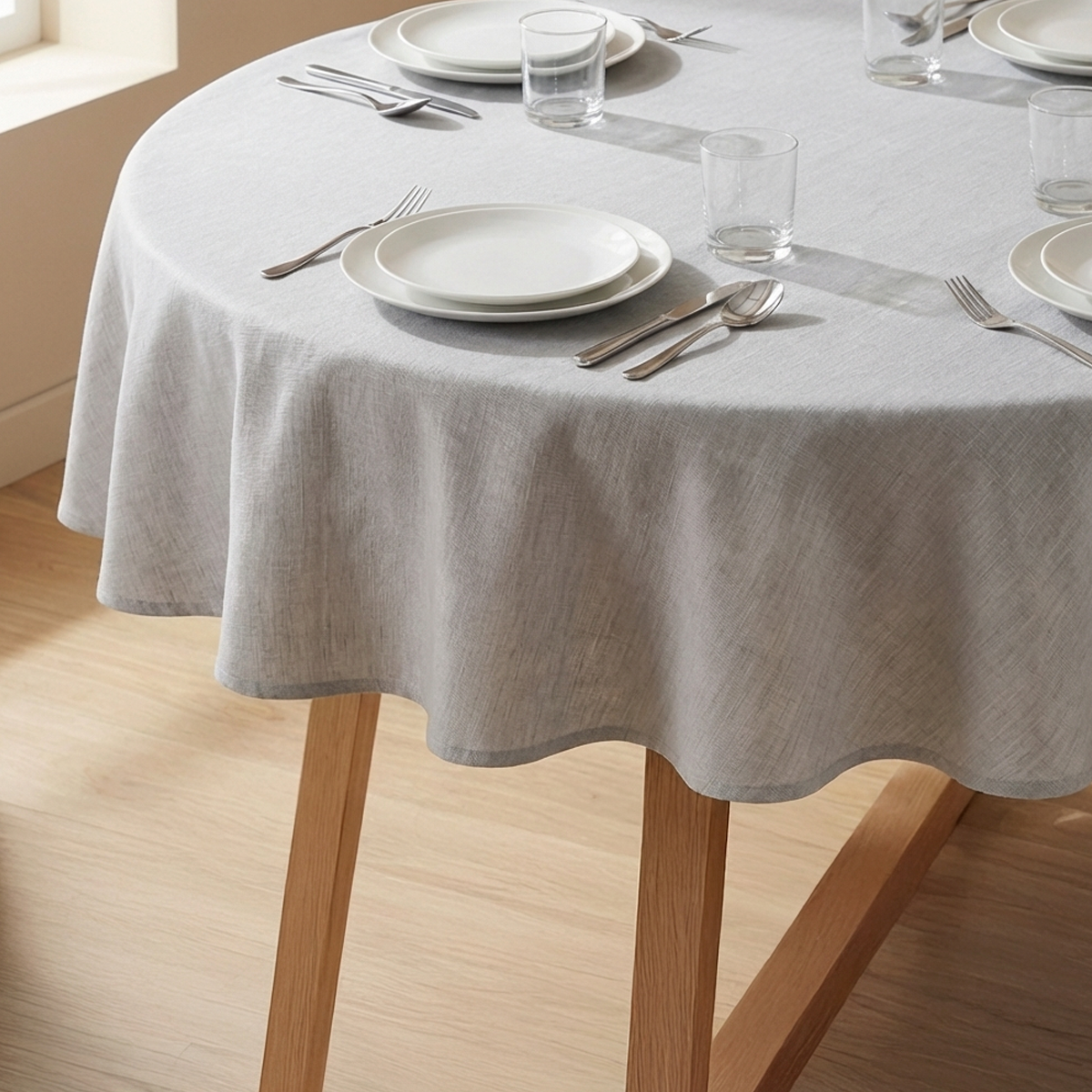 מפת שולחן דמוי פשתן - אפור