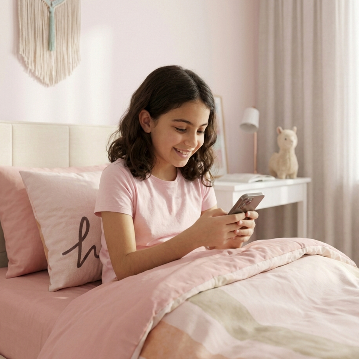 סט מצעי כותנה לילדים דגם הלו גירל