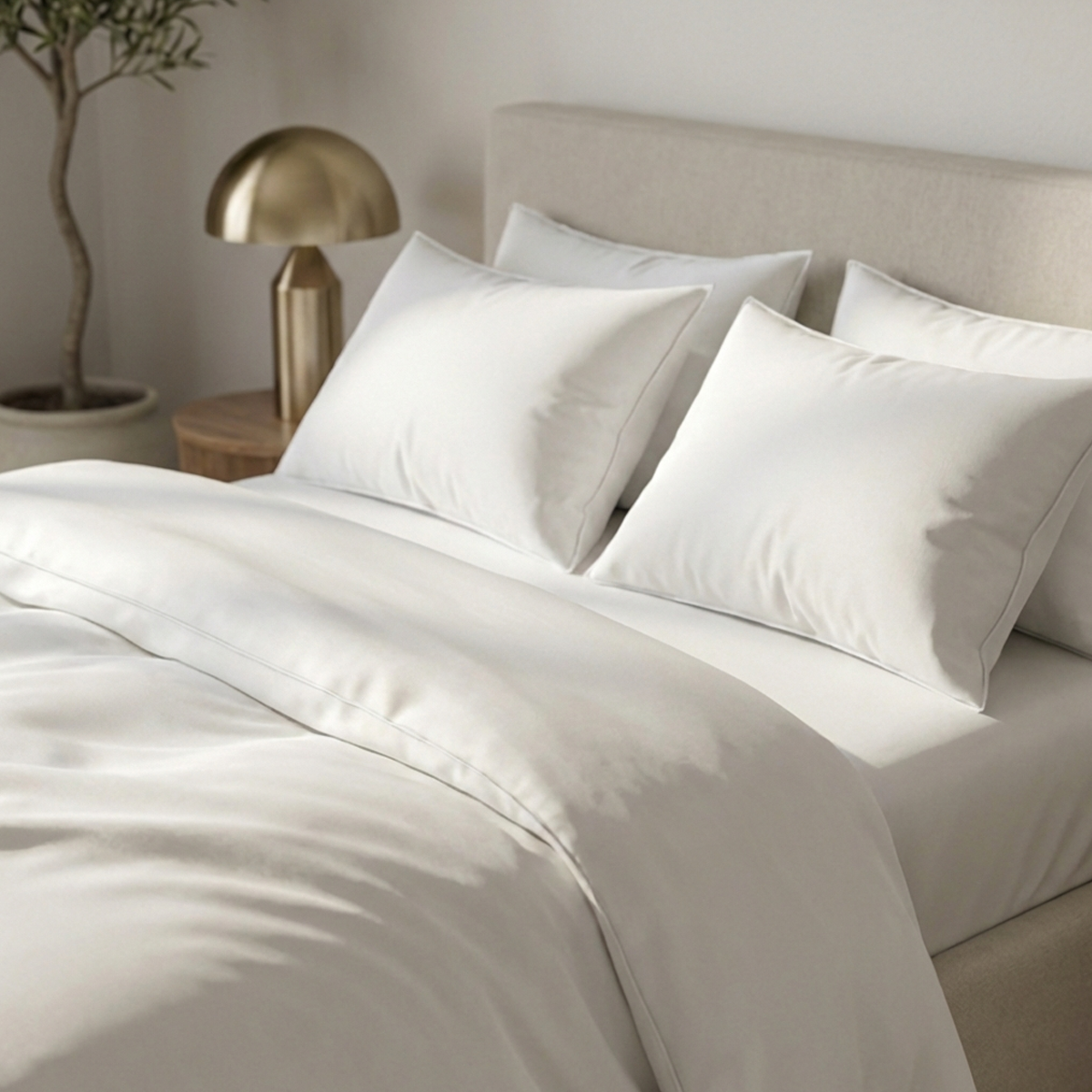 סט מצעי כותנה מצרית סאטן 500 לבן