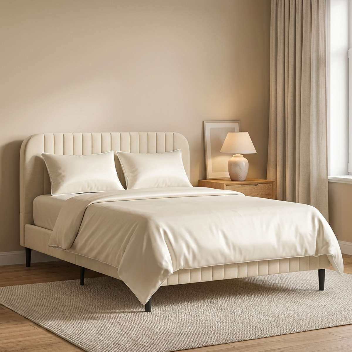 סט מצעי כותנה מצרית סאטן 500 שמנת