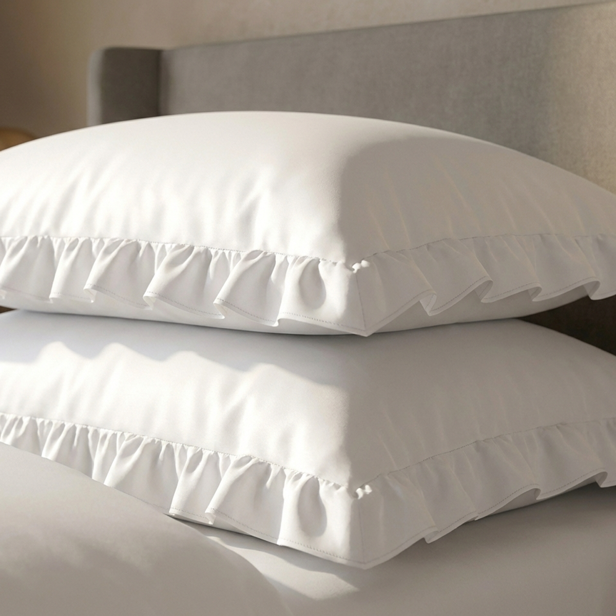 סט מצעי כותנה מצרית סאטן 500 לבן עם גימור מלמלה