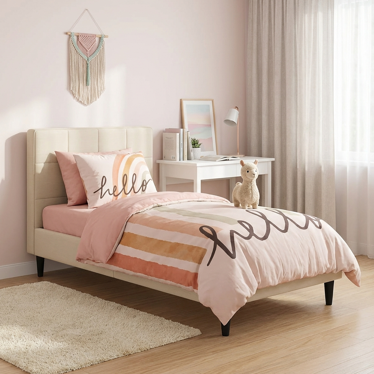 סט מצעי כותנה לילדים דגם הלו גירל