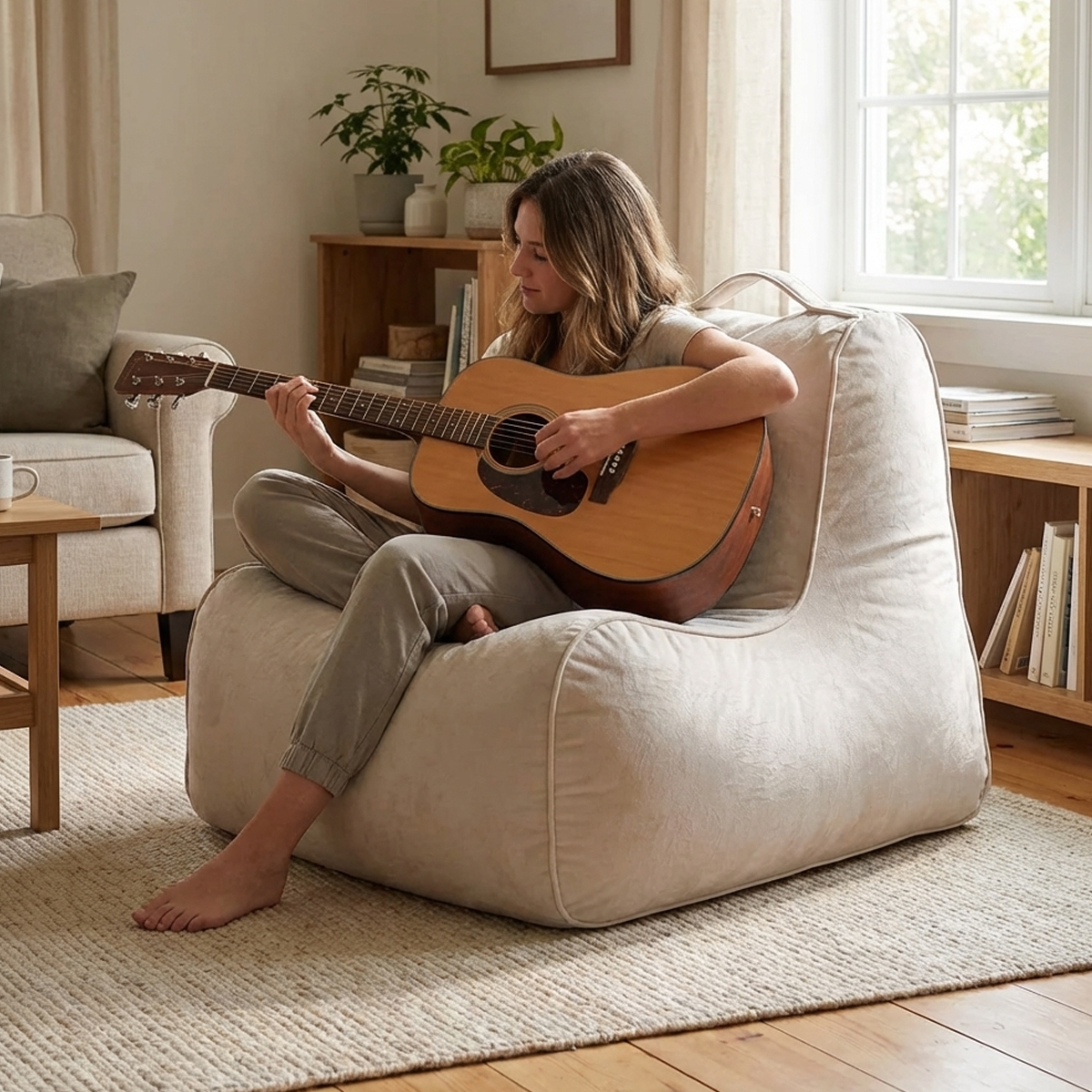 פוף כורסא מבד קטיפה לימה