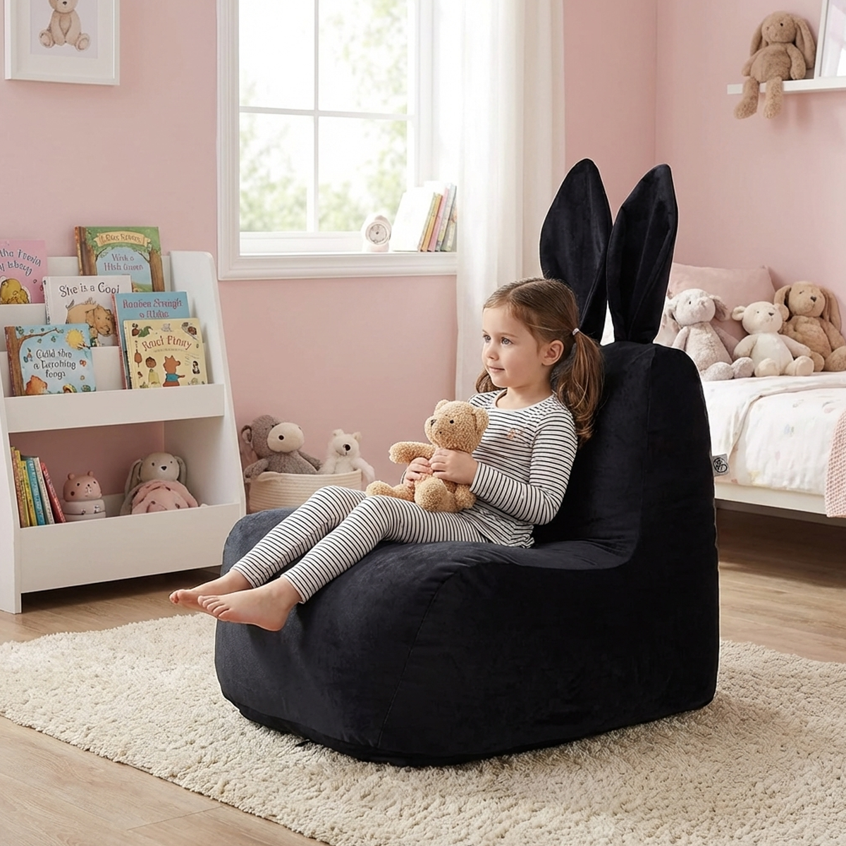 פוף ארנב מבד קטיפה